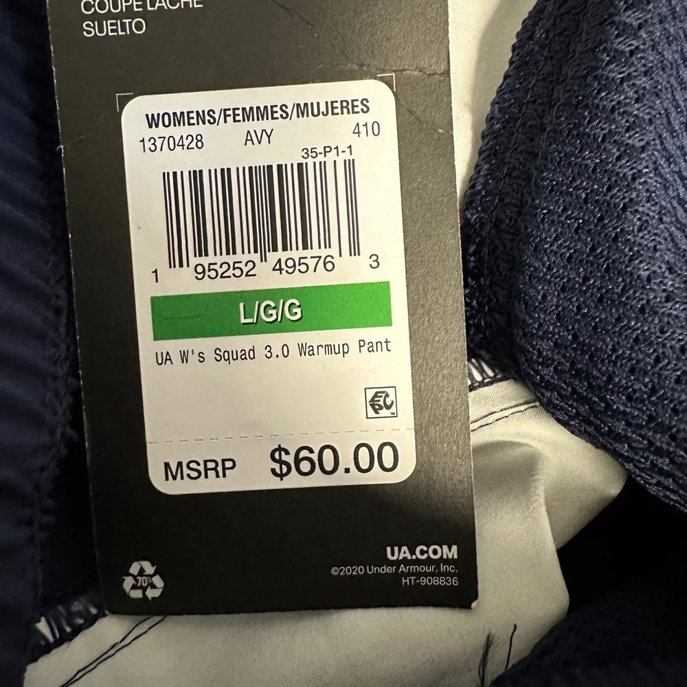 Women's Under Armour Jogger Pants Size L Navy Blue Auburn Lacrosse Club NWT NEW - Picture 4 of 14